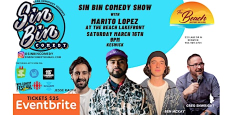 Sin Bin Comedy Show with Marito Lopez at The Beach Lakefront primary image