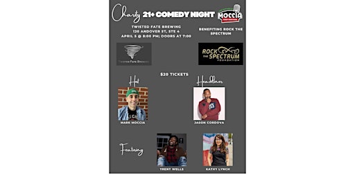 21+ Charity Comedy @ Twisted Fate Brewing to benefit Rock the Spectrum! primary image