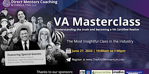 Imagen principal de Master Class on Veterans Loans- 3 Hour CE & Obtain Lender Certification