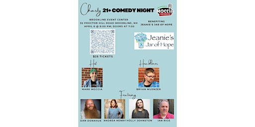 Imagem principal de 21+ Charity Comedy Night to benefit Jeanie's Jar of Hope!