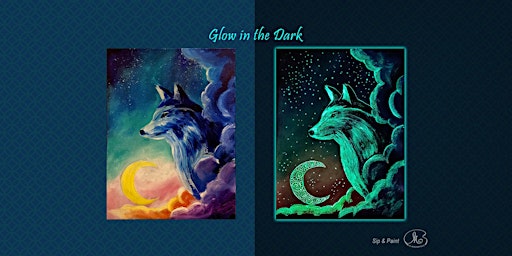 Primaire afbeelding van Sip and Paint (Glow in the Dark): New Moon Wolf (8pm Sat)