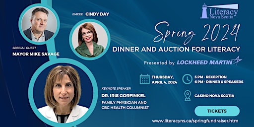 Hauptbild für Literacy Nova Scotia's Spring 2024 Dinner & Auction for Literacy