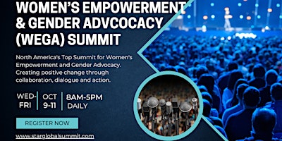 Primaire afbeelding van Global Summit on Women Empowerment and Gender Advocacy (WEGA) Summit 2024