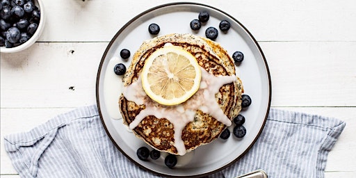 Primaire afbeelding van UBS IN PERSON Cooking Class: Lemon Poppy Pancakes with Strawberry Sauce