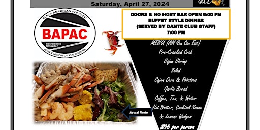 Image principale de BAPAC Sacramento Chapter  5th Annual Crab & Shrimp Feed Fundraiser