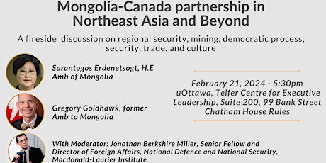 Mongolia-Canada Partnership in Northeast Asia and Beyond primary image