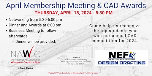 Hauptbild für NAWIC Pikes Peak Chapter 356 - April Membership Meeting and CAD Awards