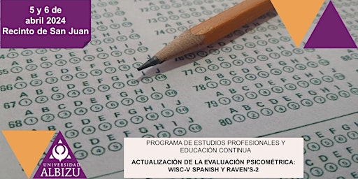 Primaire afbeelding van Actualización de la Evaluación Psicométrica: WISC-V Spanish y Raven's-2