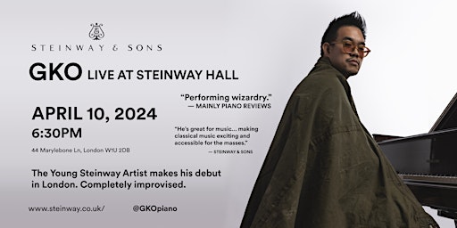 Immagine principale di GKO LIVE at Steinway Hall 