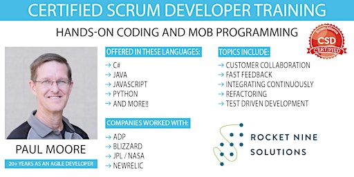 Hauptbild für Paul Moore | Certified Scrum Developer|CSD | Online | May 15th - 16th