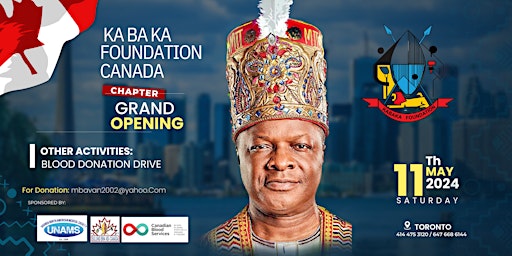 Imagem principal do evento KABAKA FOUNDATION CANADA  LAUNCH