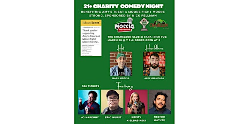 Imagen principal de 21+ Charity Comedy Night to benefit Amy's Treat & Moore Fight Moore Strong!