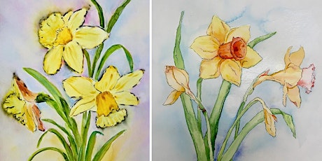 Daffodils in Line & Wash Techniques Watercolor Workshop with Phyllis Gubins