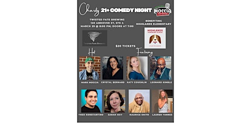 Imagen principal de 21+ Charity Comedy Night at Twisted Fate to benefit Highlands Elementary!