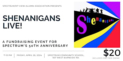 Spectrum's 5oth Fundraising Event featuring Shenanigans Live primary image