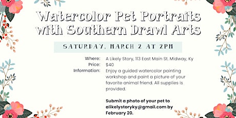 Watercolor Pet Portraits with Southern Drawl Arts primary image