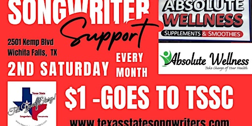 Imagem principal do evento Grab a Smoothie @ Absolute Wellness ~show this and $1 supports Texas State Songwriter Championship