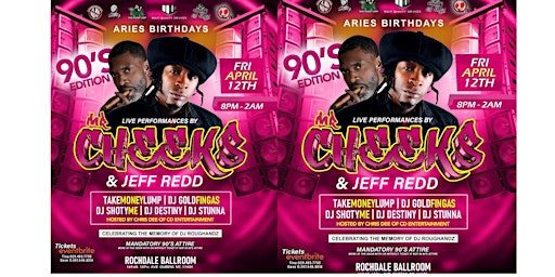 Imagem principal de ARIES 90'S EDITION ROUGHANDZ BIRTHDAY PARTY JEFF REDD & MR CHEEKS 2024