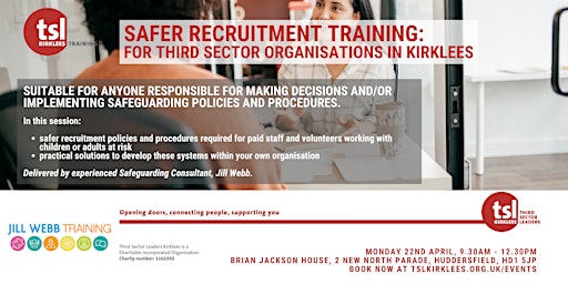 Imagem principal do evento Safer Recruitment for Third Sector Organisations in Kirklees