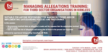 Imagem principal do evento Managing Allegations Training for Third Sector Organisations in Kirklees