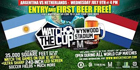 Watch The Cup - Wednesday July 9th, 4PM: Argentina vs Netherlands primary image