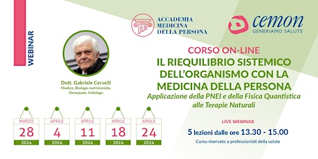 Imagem principal do evento WEBINAR - IL RIEQUILIBRIO SISTEMICO DELL’ORGANISMO -  DOTT. G. CERVELLI