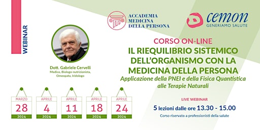 WEBINAR - IL RIEQUILIBRIO SISTEMICO DELL’ORGANISMO -  DOTT. G. CERVELLI