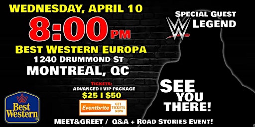 Image principale de LEGENDS OF WRESTLING WATCH PARTY LIVE in MONTREAL, QC