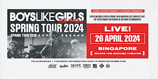 Immagine principale di Boys Like Girls Live In Singapore 2024 (2nd Show@Scape) 