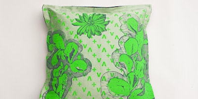 Botanical printing onto cushion cover using stencils & silk screen primary image
