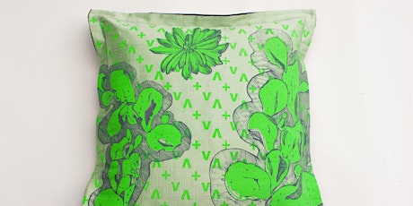 Botanical printing onto cushion cover using stencils & silk screen