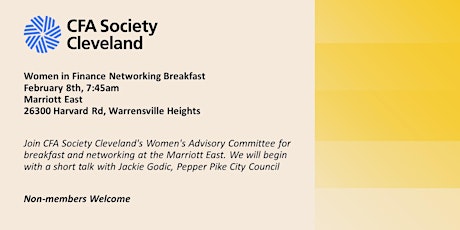 Primaire afbeelding van Women's Networking Breakfast, Jackie Godic, Pepper Pike City Council