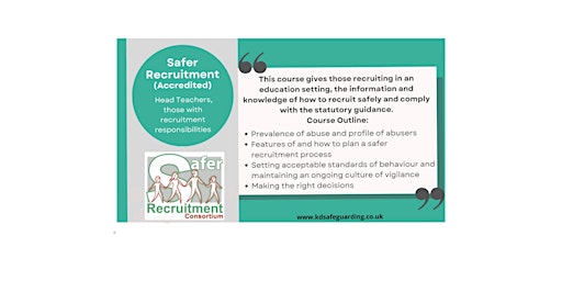 Accredited Safer Recruitment training - BURY, BL9 primary image