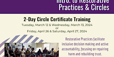 Hauptbild für 2-Day Restorative Practices Circle Certificate Training (April 2024)