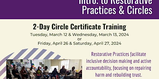 Primaire afbeelding van 2-Day Restorative Practices Circle Certificate Training (April 2024)