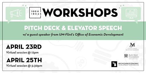 Hauptbild für Pitch Deck & Elevator Speech Workshop (Virtual)