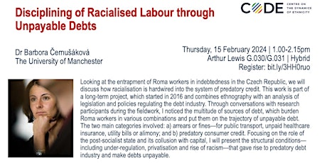 CoDE Seminar: Disciplining of Racialised Labour through Unpayable Debts primary image