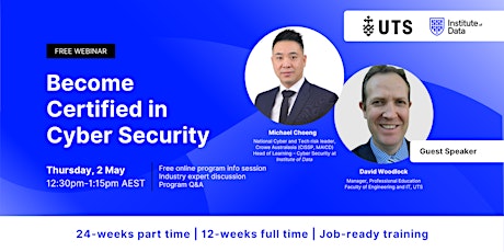 Webinar - UTS Cyber Security Program Info Session: May 2, 12:30pm