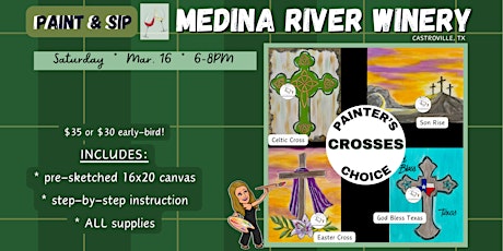 Imagem principal de Paint & Sip CROSSES at Medina River Winery