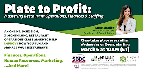 Plate to Profit: Mastering Restaurant Operations, Finances & Staffing primary image