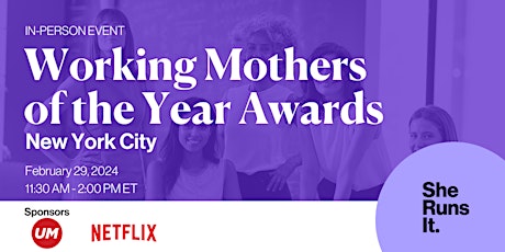 IN-PERSON EVENT: Working Mothers of the Year Awards primary image