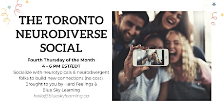 Image principale de The Toronto Neurodiverse Social (In-person at Hard Feelings Mental Health)