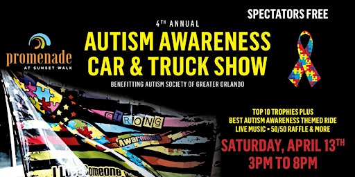 Primaire afbeelding van Promenade at Sunset Walk 4th Annual "Autism Awareness Car & Truck Show"