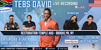 Imagem principal do evento TEBS DAVID LIVE RECORDING IN USA