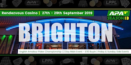 APAT Brighton 28th-29th Sept 2019 Seat Reservation (English Amateur Poker Championship)