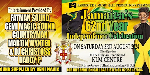 Primaire afbeelding van JAMAICA'S 62ND YEAR INDEPENDANCE CELEBRATION