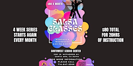 4 Week Beginner Salsa Class Series For $80