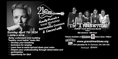 Vocal Workshop with Bernadette Connors & Concert with The Trainwrecks