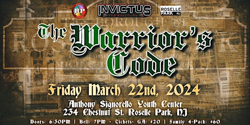 Primaire afbeelding van Invictus Pro Wrestling presents: THE WARRIOR'S CODE