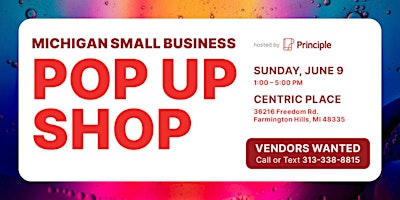 Primaire afbeelding van Michigan Small Business Pop Up Shop hosted by Principle